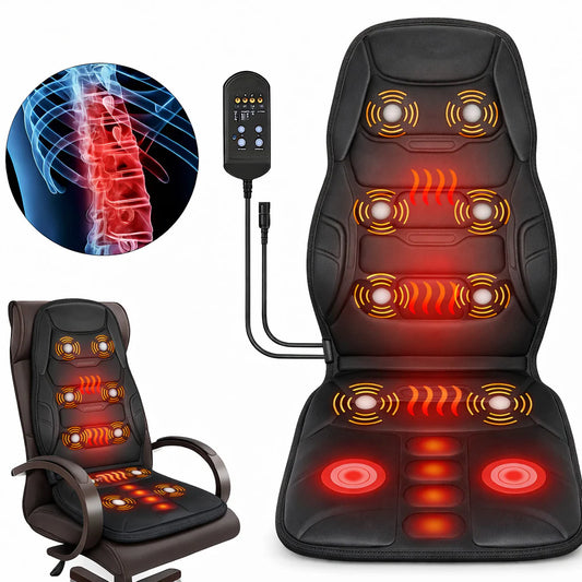 Massage Seat Cushion with Heated Back Neck Body Massager Chair for Home Office
